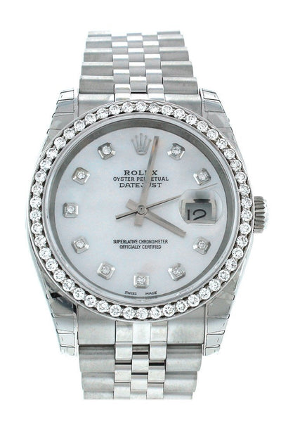 Søgemaskine markedsføring Hæl Placeret Rolex Custom Diamond Bezel Datejust 36 Ladies 116200 | WatchGuyNYC
