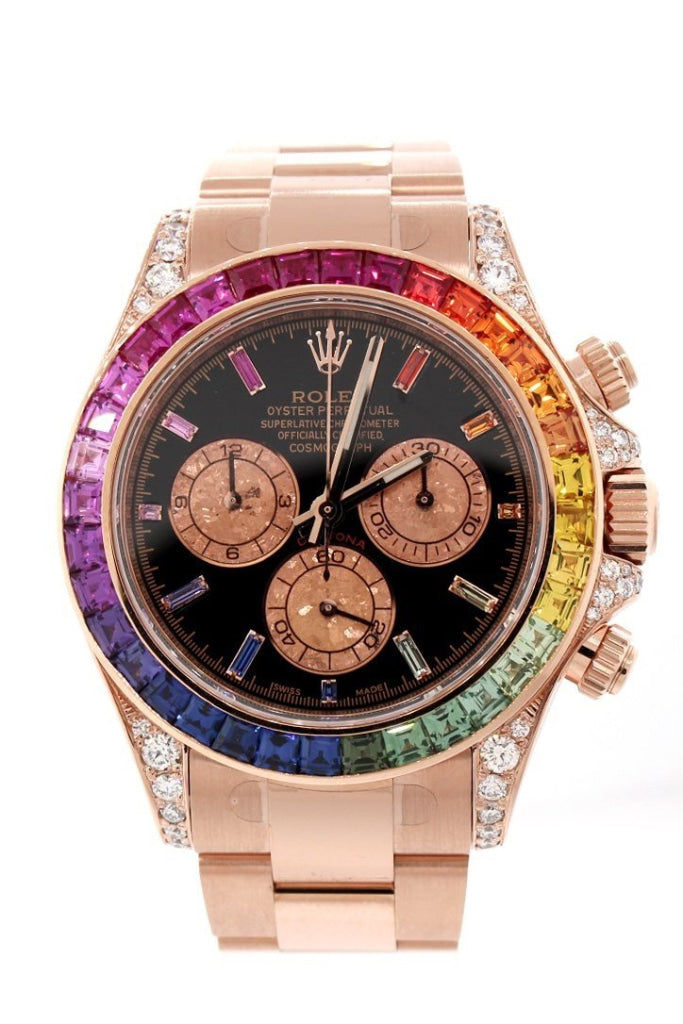 Custom Rolex Daytona Rainbow Bezel Rose | WatchGuyNYC