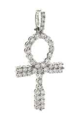 Diamond Ankh Cross Pendent 3.80Ct 14K Gold White / None