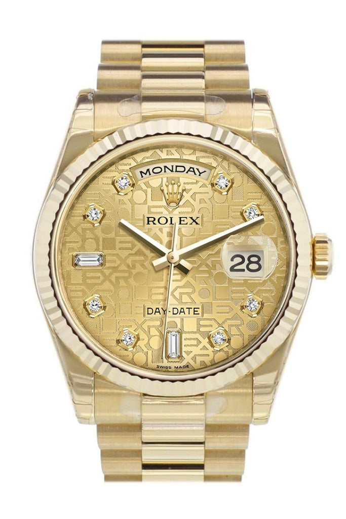 Rolex 118238 Day Date 36 Champagne Jubilee Diamond Dial Gold President Watch WatchGuyNYC