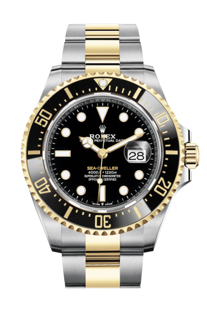 Rolex Sea Dweller 43 Black Dial 18K Yellow Gold Men s Stainless Steel Oyster Watch 126603 WatchGuyNYC