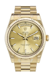 Rolex Day-Date 36 Champagne-Colour Dial Fluted Bezel President Yellow Gold Watch 118238