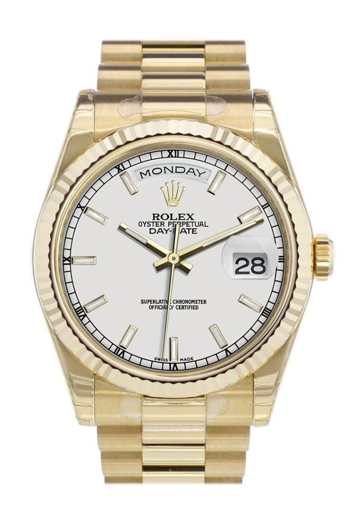 Rolex day date gold white face discount