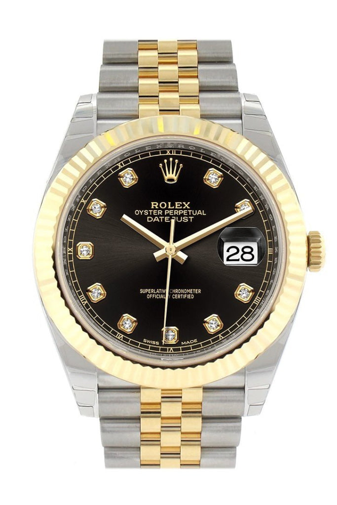 Gold rolex datejust black dial best sale