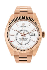 Rolex Sky Dweller White Dial 18Kt Everose Gold Mens Watch 326935