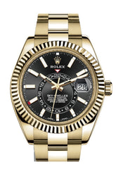 Rolex Sky Dweller Black Dial Gmt 18Kt Yellow Gold Mens Watch 326938