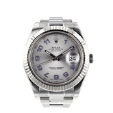 Rolex Datejust Ii 41 Grey Arabic Dial 18Kt White Gold Fluted Bezel Mens Watch 116334 Rhodium / None