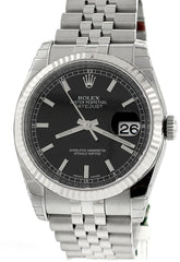 Rolex Datejust 36 Black Index Dial Steel Mens Watch 116234