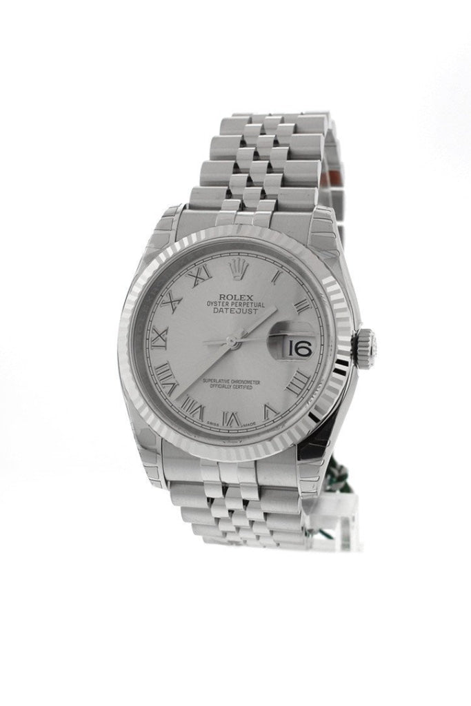 bodsøvelser sandwich Forbedring Rolex 116234 Datejust 36 Rhodium Roman Dial 18k White Gold | WatchGuyNYC