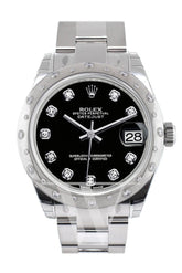 Rolex Datejust 31 Black Diamond Dial Dome Set With Diamonds Bezel Ladies Watch 178344 / None