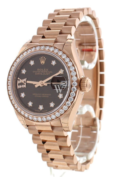 Rolex lady datejust deals 28 rose gold