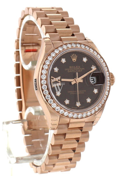 ROLEX 279135RBR Lady Datejust 28 Rose Gold President Ladies