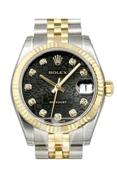 Rolex Datejust 31 Black Jubilee Diamond Dial Steel And Yellow Gold Ladies Watch 178273 / None