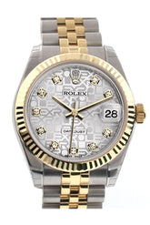 Rolex Datejust 31 Silver Jubilee Diamond Dial Fluted Bezel 18K Gold Two Tone Ladies 178273 / None