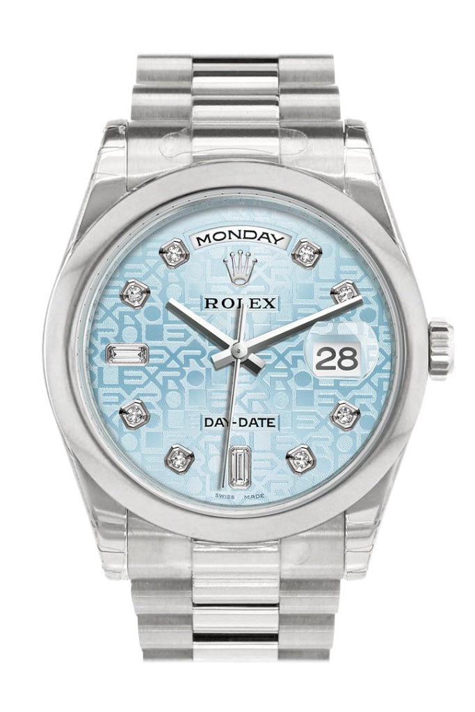 Rolex Day-Date 36 Ice Blue Dial Jubilee Diamond White Gold