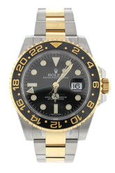 Rolex Gmt-Master Ii Black Dial Steel 18Kt Yellow Gold Mens Watch 116713