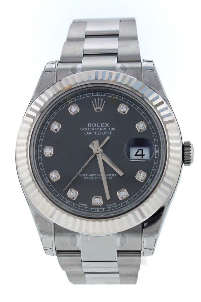 ROLEX 116334 Datejust II 41 Rhodium set with diamonds WatchGuyNYC