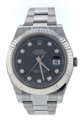 Rolex Datejust Ii 41 Rhodium Diamond Dial Mens Watch 116334