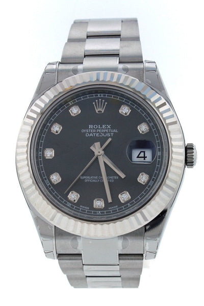 Datejust 41 sales rhodium diamond dial