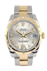 Rolex Datejust 31 Silver Roman Large Vi Diamond Dial Bezel 18K Gold Two Tone Ladies 178343 / None