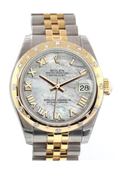 Rolex Datejust 31 Mother Of Pearl Roman Dial Diamond Bezel 18K Gold Two Tone Jubilee Ladies 178343 /