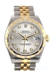 Rolex Datejust 31 Silver Diamond Dial Bezel 18K Gold Two Tone Jubilee Ladies 178343 / None Watch