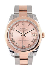 Rolex Datejust 31 Pink Roman Dial Dome Set With Diamonds Bezel Ladies Watch 178344 / None
