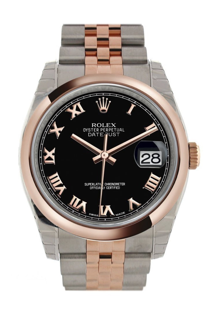 Rolex 116201 Datejust 36 Black Dial Rose Gold Jubilee WatchGuyNYC