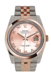 Rolex Datejust 36 Pink Roman Dials Teel And 18K Rose Gold Jubilee Watch 116201 / None