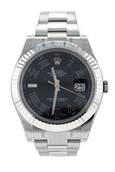 Rolex Datejust Ii 41 Black Dial 18Kt White Gold Fluted Bezel Mens Watch 116334