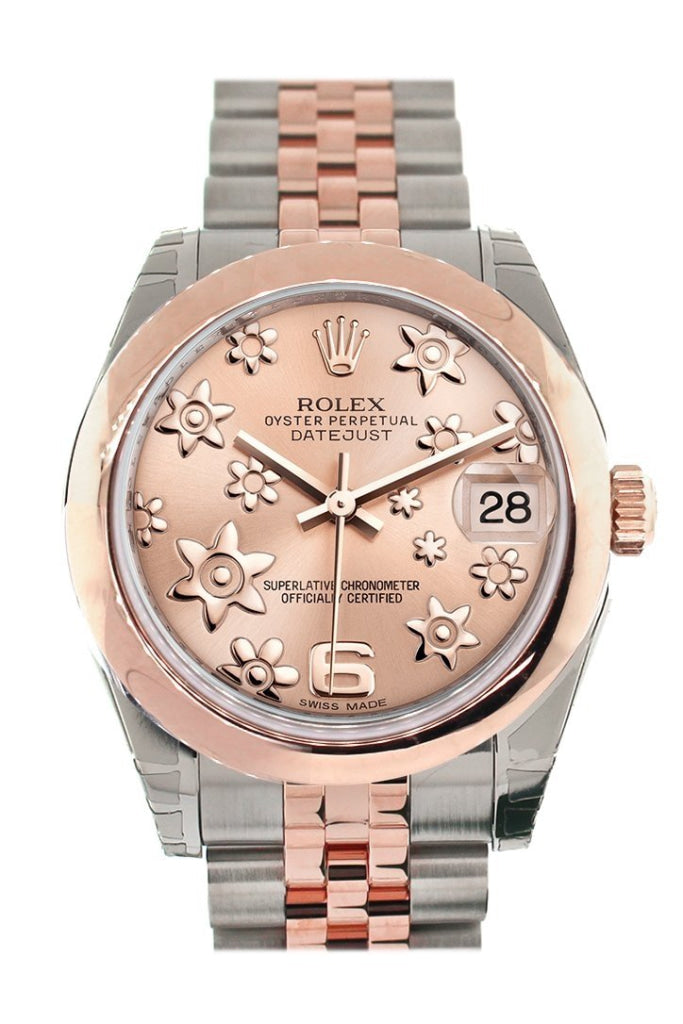 Rolex 178241 Datejust 31 Pink Raised Floral Motif Dial 18K Rose