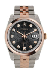 Rolex Datejust 36 Black Jubilee Design Set With Diamonds Dial Steel And 18K Rose Gold Watch 116201 /
