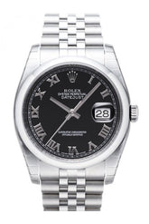 Rolex Datejust 36 Black Roman Dial Jubilee Bracelet Mens Watch 116200 / None