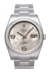 Rolex Datejust 36 Silver Floral Dial Stainless Steel Automatic Ladies Watch 116200 / None