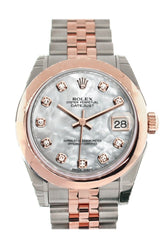 Rolex Datejust 31 White Mother Of Pearl Diamond Dial 18K Rose Gold Two Tone Jubilee Ladies Watch