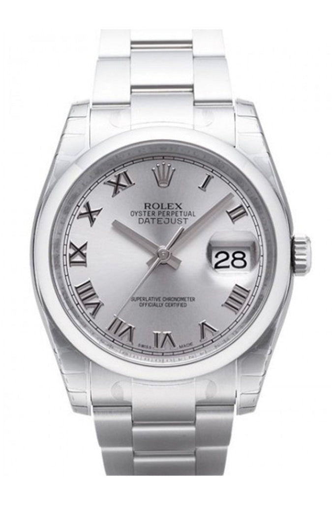 Rolex 116200 Datejust 36 Rhodium Roman Mens Watch WatchGuyNYC New York Rhodium None