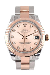 Rolex Datejust 31 Pink Diamond Dial Fluted Bezel 18K Rose Gold Two Tone Ladies Watch 178271 / None