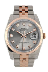 Rolex Datejust 36 Steel Set With Diamonds Dial Fluted And 18K Rose Gold Jubilee Watch 116231