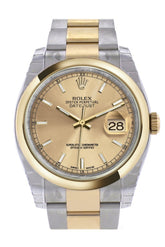 Rolex Datejust 36 Champagne Dial 18K Gold Two Tone Oyster Watch 116203
