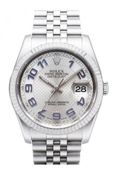 Rolex Datejust 36 Silver Concentric Dial 18K White Gold Fluted Bezel Jubilee Watch 116234