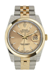Rolex Datejust 36 Champagne Dial 18K Gold Two Tone Jubilee Watch 116203