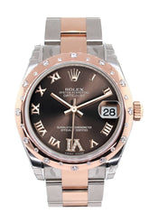Rolex Datejust 31 Chocolate Roman Large Vi Set With Diamond Dial Bezel 18K Rose Gold Two Tone Ladies