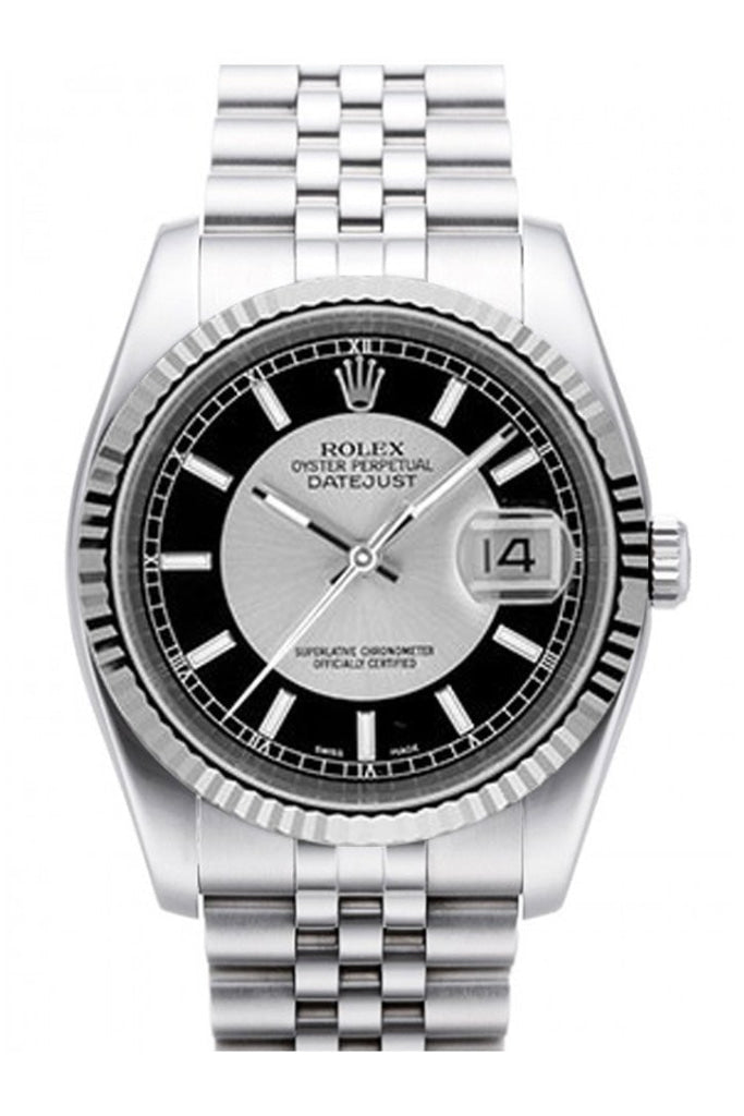 Silver top black rolex
