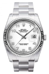 Rolex Datejust 36 White Dial 18K Gold Fluted Bezel Stainless Steel Watch 116234