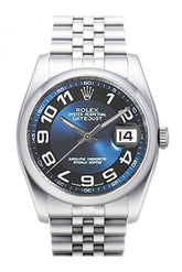 Rolex Datejust 36 Blue Black Dial Stainless Steel Jubilee Mens Watch 116200 / None