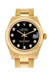 Rolex Datejust 31 Black Diamond Dial 18K Yellow Gold Ladies Watch 178248 / None