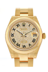 Rolex Datejust 31 Diamond Paved Dial 18K Yellow Gold Ladies Watch 178248 Champagne / None