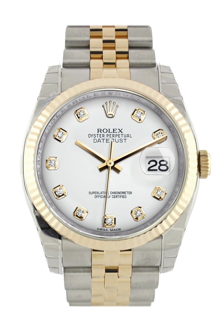 Rolex Datejust 36 White Dial Gold Two Tone Jubilee WatchGuyNYC