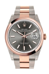 Rolex Datejust 36 Dark Rhodium Dial Dome Rose Gold Two Tone Watch 126201