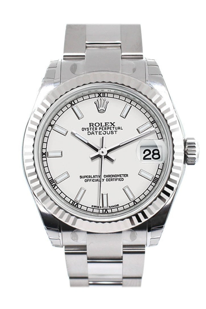 ROLEX 178274 Datejust 31 White Dial Gold Fluted Bezel WatchGuyNYC